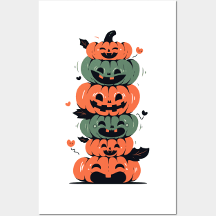 Cute Cozy Pumpkins T-Shirt, Whimsical Pumpkin Faces Top, Adorable Pumpkin Patch Tee, Halloween Farmer Apparel Posters and Art